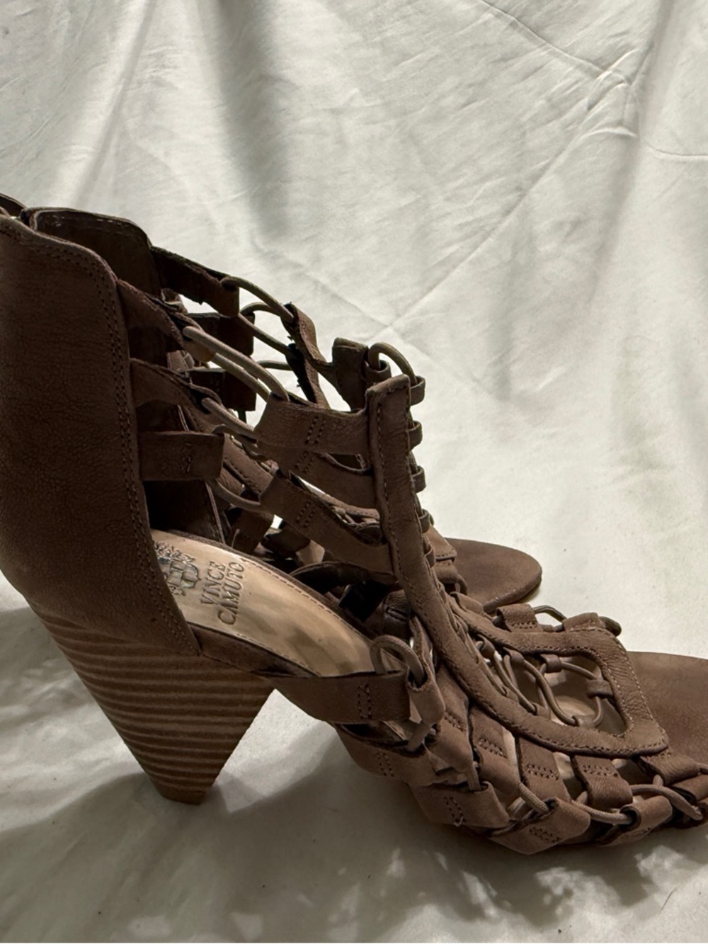Vince Camuto Gladiator Heels Brown Leather Lace Up Sandals Women’s Size 9 - Picture 6 of 6